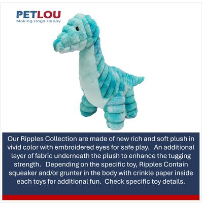 Show full view: Petlou Ripples Dino Friends Brachiosaurus Squeaky Plush Dog Toy, 26-in slide 4 of 6