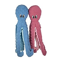 Petlou Dotty Friends 2.0-Twin Pack Octopi Squeaky Plush Dog Toy, Baby Blue & Rose, 16-in
