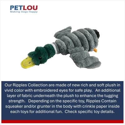Show full view: Petlou Ripples Farm Friends Mallard Duck Squeaky Plush Dog Toy, 36-in slide 5 of 6