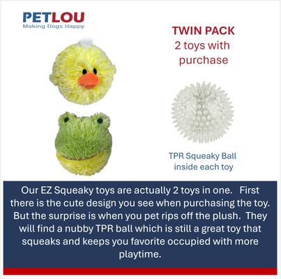Show full view: Petlou Ez Squeaky Ball Chick & Frog Twin Pack Squeaky Plush Dog Toy, 4-in slide 4 of 5