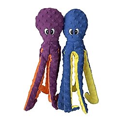 Petlou Dotty Friends 2.0-Twin Pack Octopi Squeaky Plush Dog Toy, Blue & Purple, 16-in