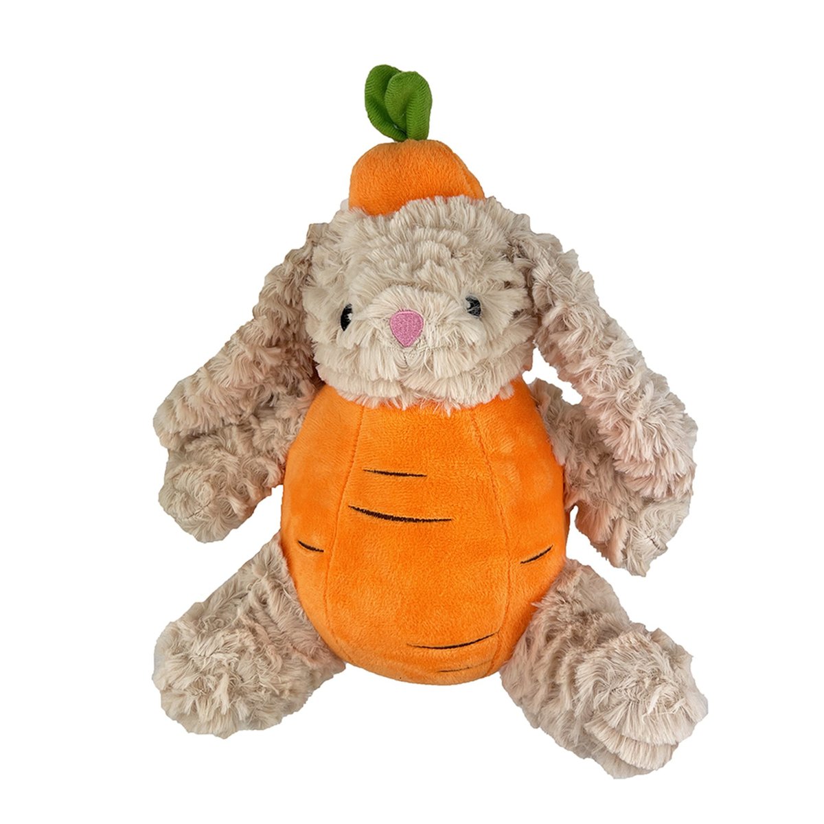 Petlou Classic Carrot Rabbit Squeaky Plush Dog Toy, 12-in