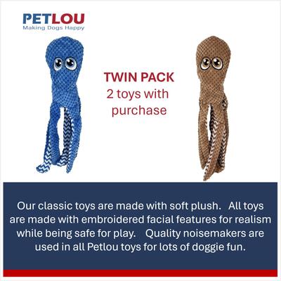 Show full view: Petlou Classic Octopus Twin Pack Squeaky Plush Dog Toy, 16-in slide 6 of 8