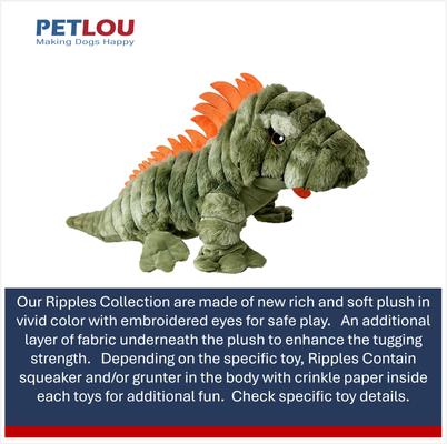 Show full view: Petlou Ripples Zoo Friends Iguana Squeaky Plush Dog Toy, 16-in slide 4 of 5