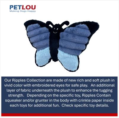 Show full view: Petlou Ripples Farm Friends Butterfly Squeaky Plush Dog Toy, 16-in slide 4 of 5