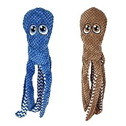 Petlou Classic Octopus Twin Pack Squeaky Plush Dog Toy, 16-in