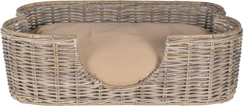 Show full view: THE LICKER STORE Scallop Tropical Handwoven Rattan Elevated Dog & Cat Sofa Bed, Kubu Gray, 31 x 20-in slide 7 of 9