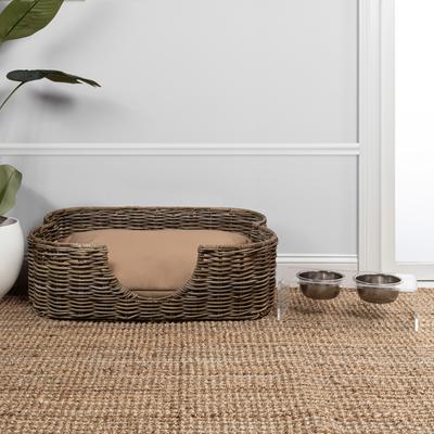 Show full view: THE LICKER STORE Scallop Tropical Handwoven Rattan Elevated Dog & Cat Sofa Bed, Kubu Gray, 31 x 20-in slide 6 of 9