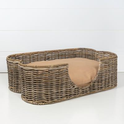 Show full view: THE LICKER STORE Scallop Tropical Handwoven Rattan Elevated Dog & Cat Sofa Bed, Kubu Gray, 31 x 20-in slide 2 of 9