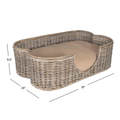 Show full view: THE LICKER STORE Scallop Tropical Handwoven Rattan Elevated Dog & Cat Sofa Bed, Kubu Gray, 31 x 20-in slide 4 of 9