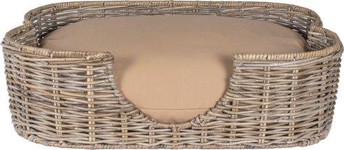 Show full view: THE LICKER STORE Scallop Tropical Handwoven Rattan Elevated Dog & Cat Sofa Bed, Kubu Gray, 27 x 18.25-in slide 7 of 9