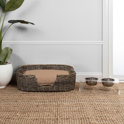 Show full view: THE LICKER STORE Scallop Tropical Handwoven Rattan Elevated Dog & Cat Sofa Bed, Kubu Gray, 27 x 18.25-in slide 6 of 9