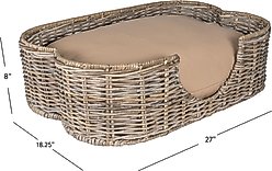 THE LICKER STORE Scallop Tropical Handwoven Rattan Elevated Dog & Cat Sofa Bed, Kubu Gray, 27 x 18.25-in slide 2 of 9
