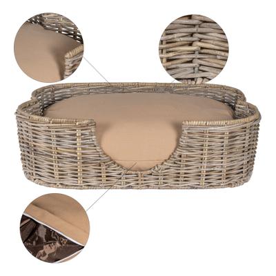 Show full view: THE LICKER STORE Scallop Tropical Handwoven Rattan Elevated Dog & Cat Sofa Bed, Kubu Gray, 27 x 18.25-in slide 5 of 9