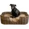Show in main carousel: THE LICKER STORE Scallop Tropical Handwoven Rattan Elevated Dog & Cat Sofa Bed, Kubu Gray, 27 x 18.25-in slide 1 of 9