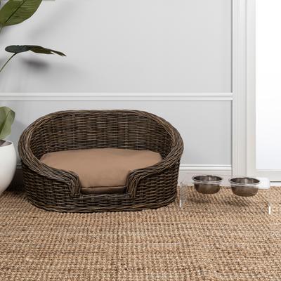 Show full view: THE LICKER STORE Curvy Classic Handwoven Rattan Elevated Dog & Cat Sofa Bed, Kubu Gray, 33 x 21.25-in slide 6 of 9