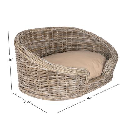 Show full view: THE LICKER STORE Curvy Classic Handwoven Rattan Elevated Dog & Cat Sofa Bed, Kubu Gray, 33 x 21.25-in slide 4 of 9