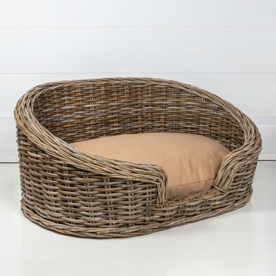 Show full view: THE LICKER STORE Curvy Classic Handwoven Rattan Elevated Dog & Cat Sofa Bed, Kubu Gray, 33 x 21.25-in slide 2 of 9