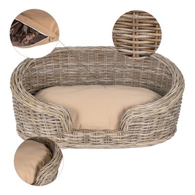Show full view: THE LICKER STORE Curvy Classic Handwoven Rattan Elevated Dog & Cat Sofa Bed, Kubu Gray, 33 x 21.25-in slide 5 of 9
