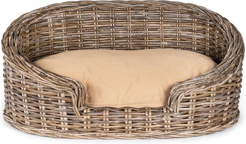 Show full view: THE LICKER STORE Curvy Classic Handwoven Rattan Elevated Dog & Cat Sofa Bed, Kubu Gray, 28.5 x 17.25-in slide 10 of 10