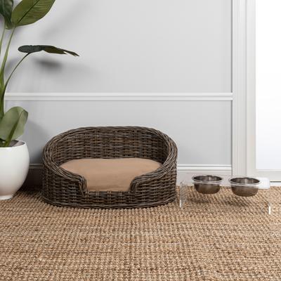 Show full view: THE LICKER STORE Curvy Classic Handwoven Rattan Elevated Dog & Cat Sofa Bed, Kubu Gray, 28.5 x 17.25-in slide 9 of 10