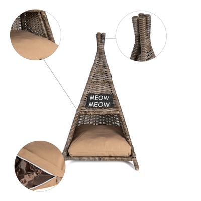 Show full view: THE LICKER STORE Tiki Tent Coastal Handwoven Rattan Elevated Dog & Cat Bed, Kubu Gray, 20 x 20-in slide 5 of 9