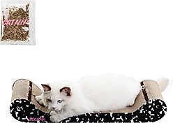 THE LICKER STORE Rini Modern 23.75-in Cardboard Lounge Bed Cat Scratcher with Bell Toys & Catnip, Black/White, 2 count