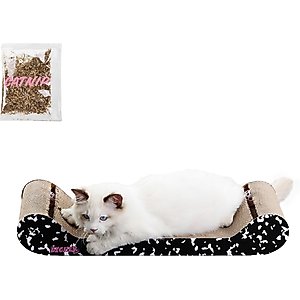 THE LICKER STORE Rini Modern 23.75-in Cardboard Lounge Bed Cat Scratcher with Bell Toys & Catnip, Black/White, 2 count