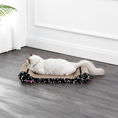 Show full view: THE LICKER STORE Rini Modern 23.75-in Cardboard Lounge Bed Cat Scratcher with Bell Toys & Catnip, Black/White, 1 count slide 6 of 11