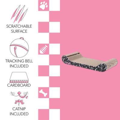 Show full view: THE LICKER STORE Rini Modern 23.75-in Cardboard Lounge Bed Cat Scratcher with Bell Toys & Catnip, Black/White, 1 count slide 3 of 11