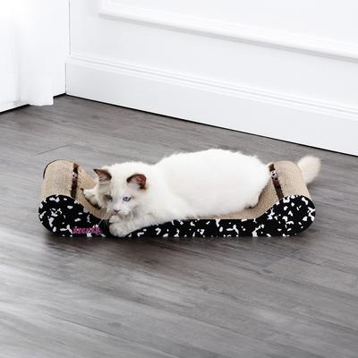 Show full view: THE LICKER STORE Rini Modern 23.75-in Cardboard Lounge Bed Cat Scratcher with Bell Toys & Catnip, Black/White, 1 count slide 2 of 11