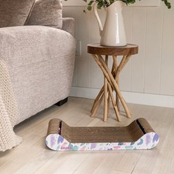 THE LICKER STORE Rini Modern 23.75-in Cardboard Lounge Bed Cat Scratcher with Bell Toys & Catnip, White, 1 count slide 2 of 9