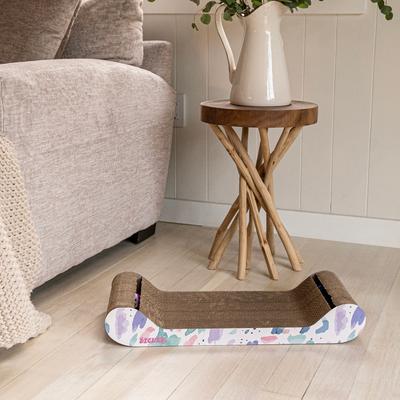 Show full view: THE LICKER STORE Rini Modern 23.75-in Cardboard Lounge Bed Cat Scratcher with Bell Toys & Catnip, White, 1 count slide 6 of 11