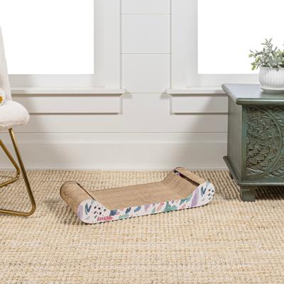 Show full view: THE LICKER STORE Rini Modern 23.75-in Cardboard Lounge Bed Cat Scratcher with Bell Toys & Catnip, White, 1 count slide 8 of 11