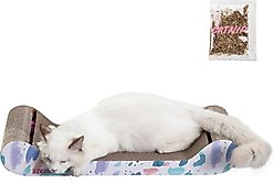 THE LICKER STORE Rini Modern 23.75-in Cardboard Lounge Bed Cat Scratcher with Bell Toys & Catnip, White, 1 count