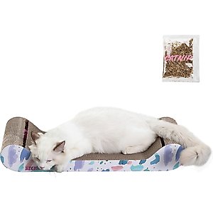 THE LICKER STORE Rini Modern 23.75-in Cardboard Lounge Bed Cat Scratcher with Bell Toys & Catnip, White, 1 count