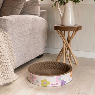 Show full view: THE LICKER STORE Daisy Modern Bowl 18.13-in Cardboard Cat Scratcher with Catnip, White, 2 count slide 6 of 10