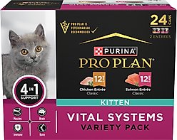 Purina Pro Plan Vital Systems Chicken & Salmon Entrée Variety Pack 4-in-1 Muscles, Brain, Immune & Bone Wet Kitten Food, 3-oz can, case of 24