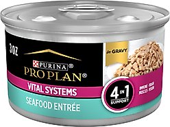 Purina Pro Plan Vital Systems Seafood Entree in Wet Cat Food Gravy, 3-oz can, case of 24