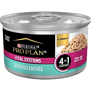Purina Pro Plan Vital Systems Seafood Entree in Wet Cat Food Gravy, 3-oz can, case of 24