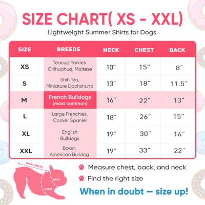 Show full view: Fabulous Fido Cooling Lightweight Breathable Dog Shirt, Donut, X-Small slide 3 of 11