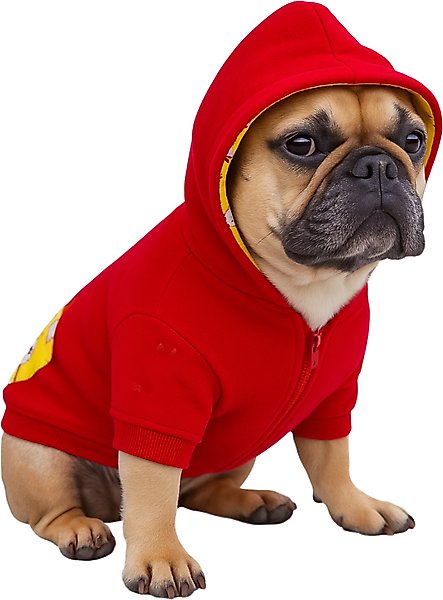 Show full view: Fabulous Fido Cotton Cozy & Comfortable Dog Hoodie with Front Zipper, Red, Large slide 1 of 8