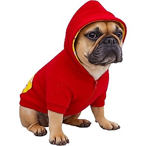 Fabulous Fido Cotton Cozy & Comfortable Dog Hoodie with Front Zipper, Red, Large