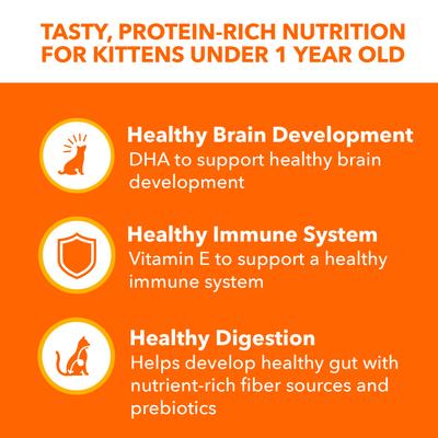 Show full view: Iams ProActive Health Kitten Dry Food + Perfect Portions Healthy Kitten Chicken Recipe Pate Grain-Free Cat Food Trays slide 9 of 10