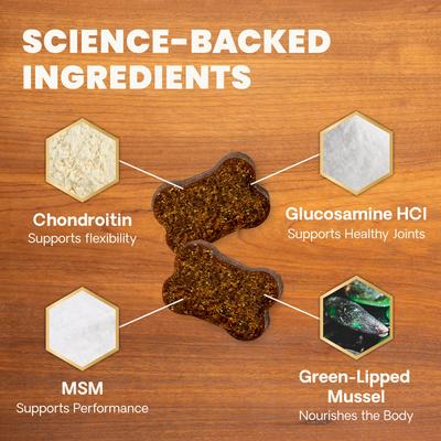 Show full view: VetriScience GlycoFlex Plus Ultimate Strength Healthy Hip & Joint Duck-Flavored Chews with Glucosamine & Chondroitin Supplement for Dogs, 120 count slide 4 of 11