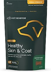 VetriScience Derma Strength Soft Chews Skin & Coat Supplement for Dogs, 70 count