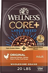 Wellness CORE+ Large Breed Chicken & Turkey Grained Natural Adult Dry Dog Food, 20-lb bag