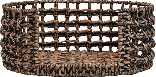 Show full view: THE LICKER STORE Gigi Modern Bohemian Handwoven Hyacinth Open-Weave Oval Dog Bed, Brown slide 8 of 10