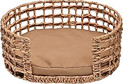 THE LICKER STORE Gigi Modern Bohemian Handwoven Hyacinth Open-Weave Oval Dog Bed, Natural slide 2 of 8