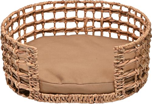 Show full view: THE LICKER STORE Gigi Modern Bohemian Handwoven Hyacinth Open-Weave Oval Dog Bed, Natural slide 7 of 10